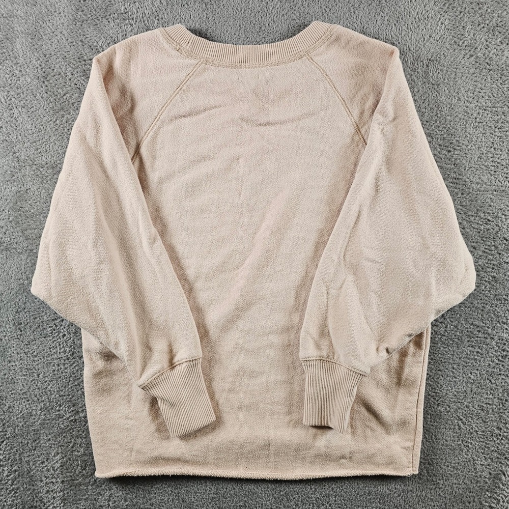 Aerie Tan Oversized Raglan Crewneck Sweatshirt Raw Hem XXS Baggy Cozy - Picture 2 of 7